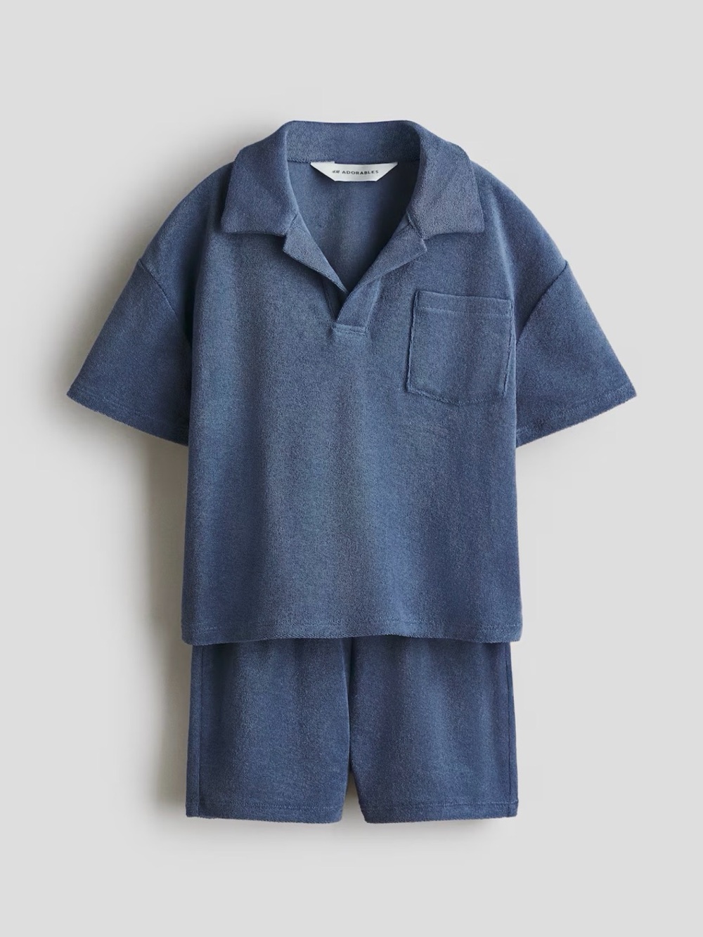 H&M Blue Terry Polo Shirt and Shorts Set